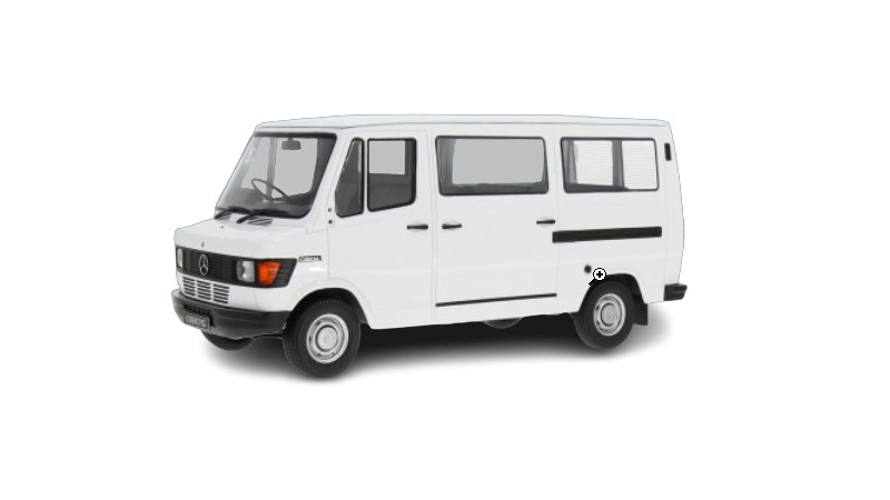 KKscale 180291Mercedes 208 D Bus blanc - profil avant gauche